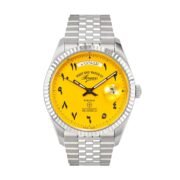 West End Men's Silver Tone Case Yellow Arabic Dial Automatic Watch