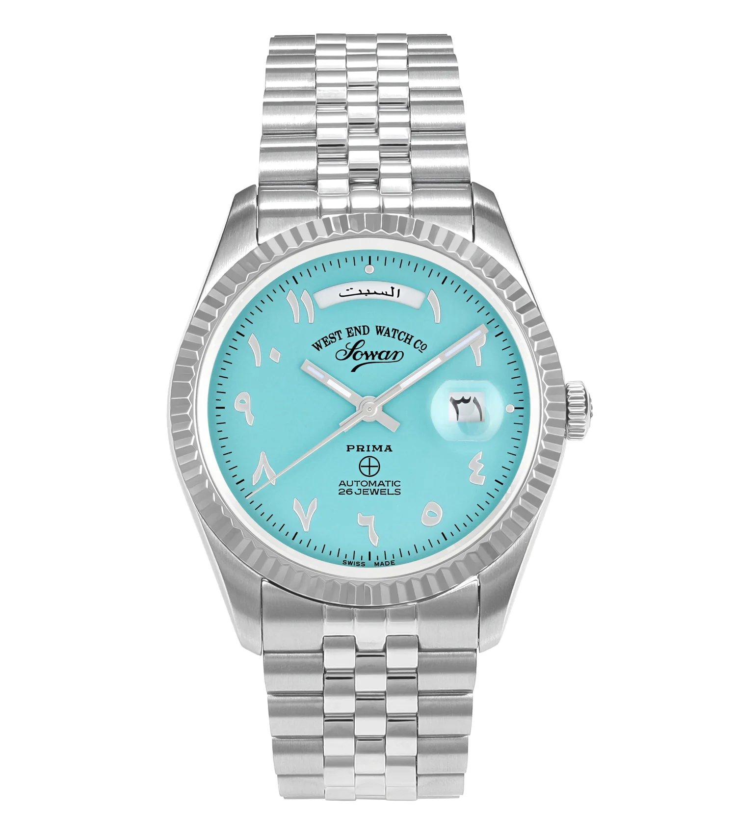 6868.10.3377_1 West End Watch. Classic 41mm Turquoise Dial with Hindi Numerals - Image 1