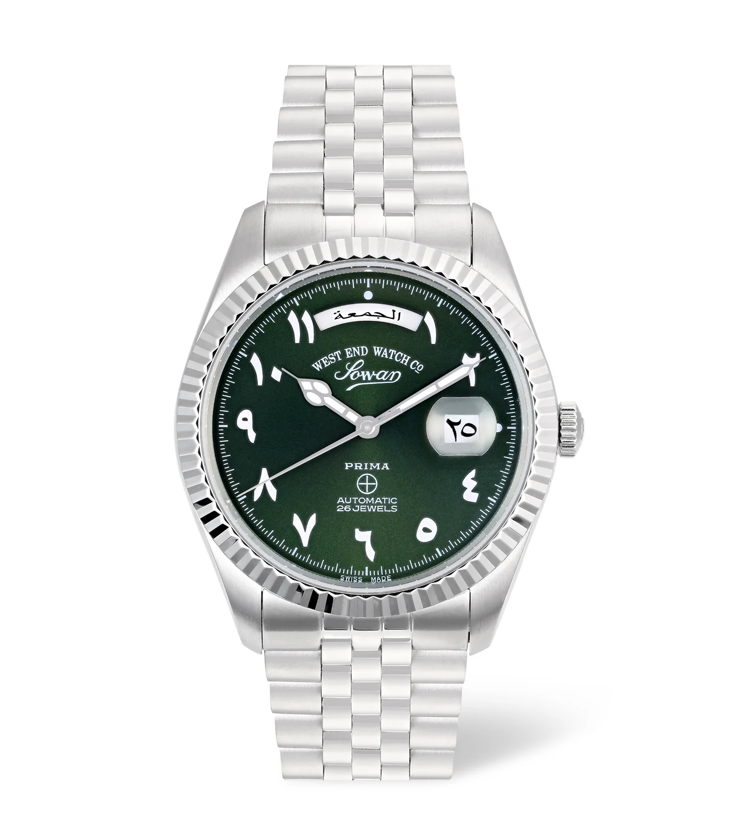 6868.10.H-GREEN_1 West End Watch Co. The Classic 41MM Green Hindi Dial - Image 1