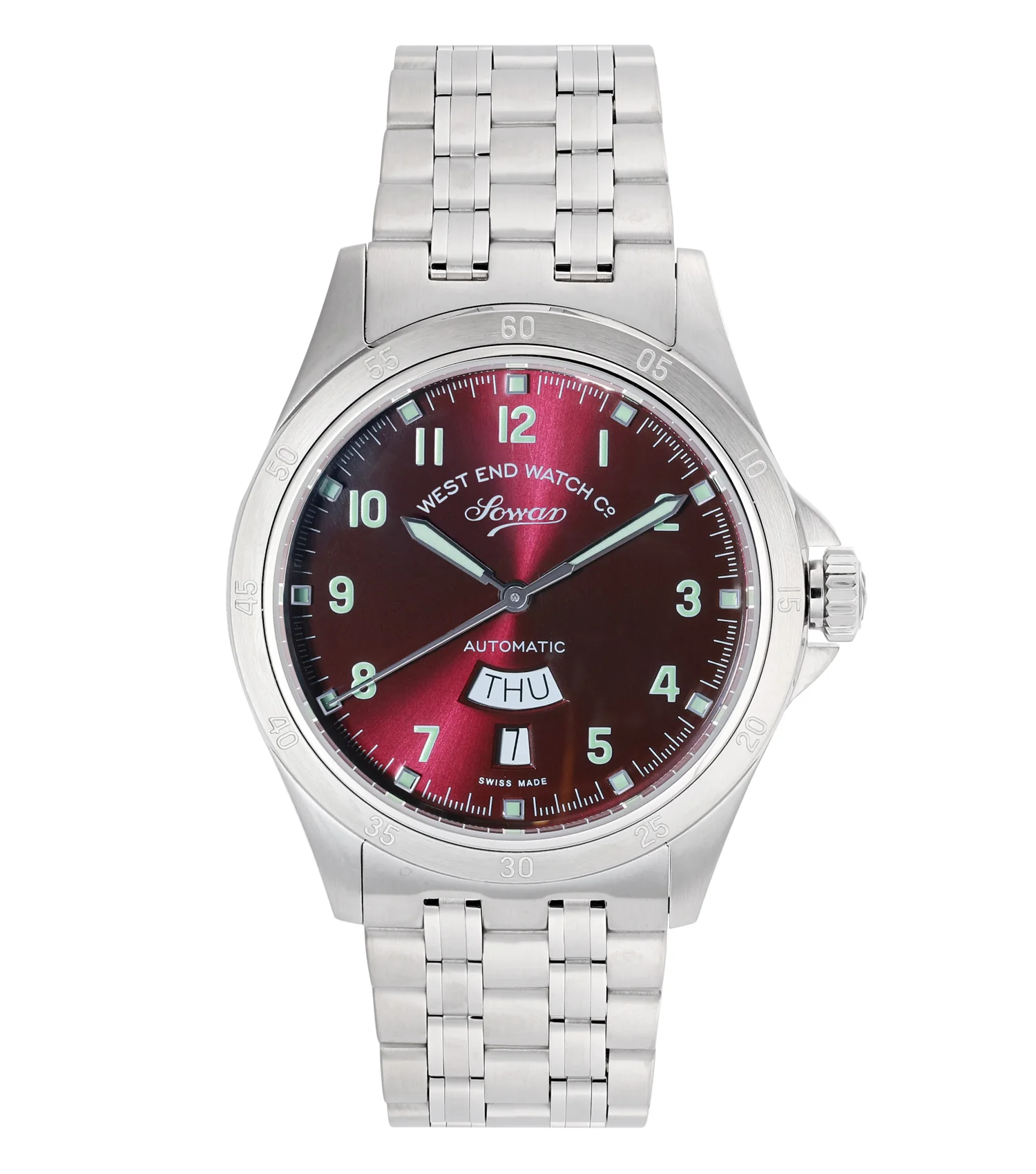6854.10.3397N_1 SOWAR 2000 MAROON West End Watch. SOWAR 2000 39mm With Burgundy RED Dial - Image 1