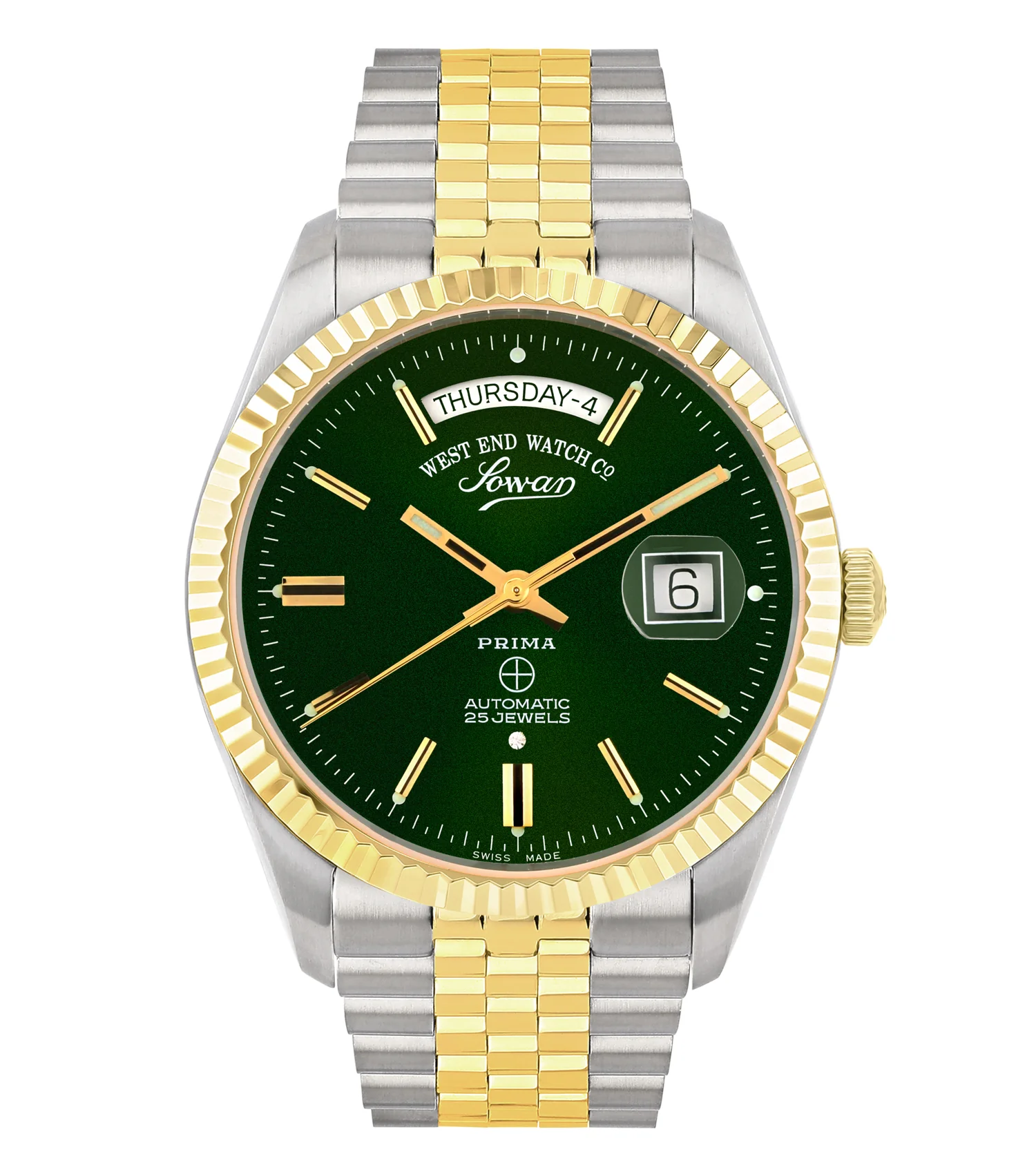 WestEnd-two tone green-41-1 West End Watch. Classic Automatic 41mm With 2-Tone Strap & Green Dial - Image 1